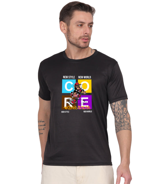 Generic New Style New World Monkey Graphic Cotton T-Shirt, Black, Regular Fit, Short Sleeve, Crew Neck