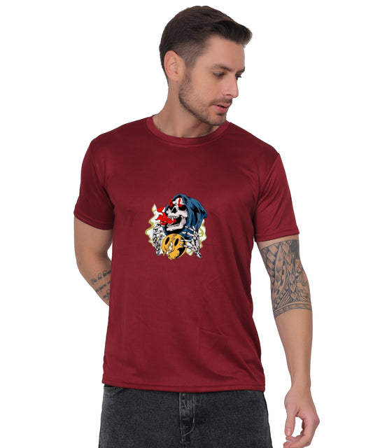 Skull Design Graphic T-Shirt, Black Cotton, Round Neck, Short Sleeve, Casual Wear