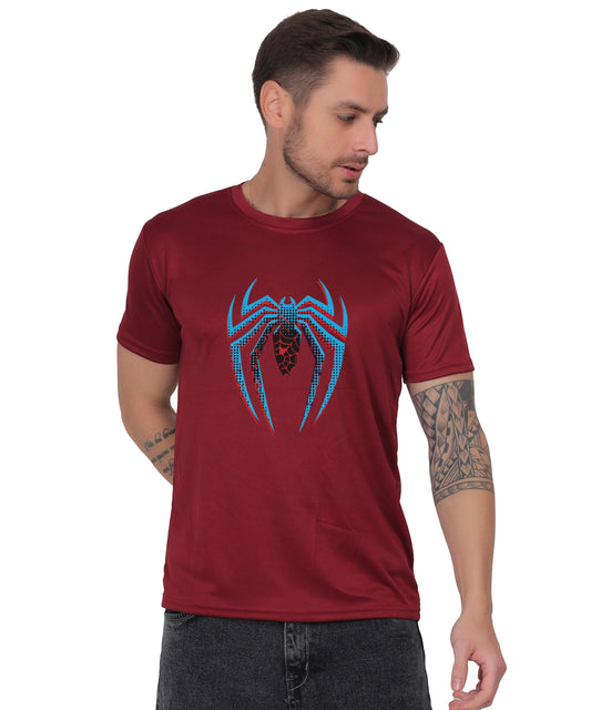 Generic Spider Graphic T-Shirt, Black Cotton, Short Sleeve, Regular Fit, Crew Neck