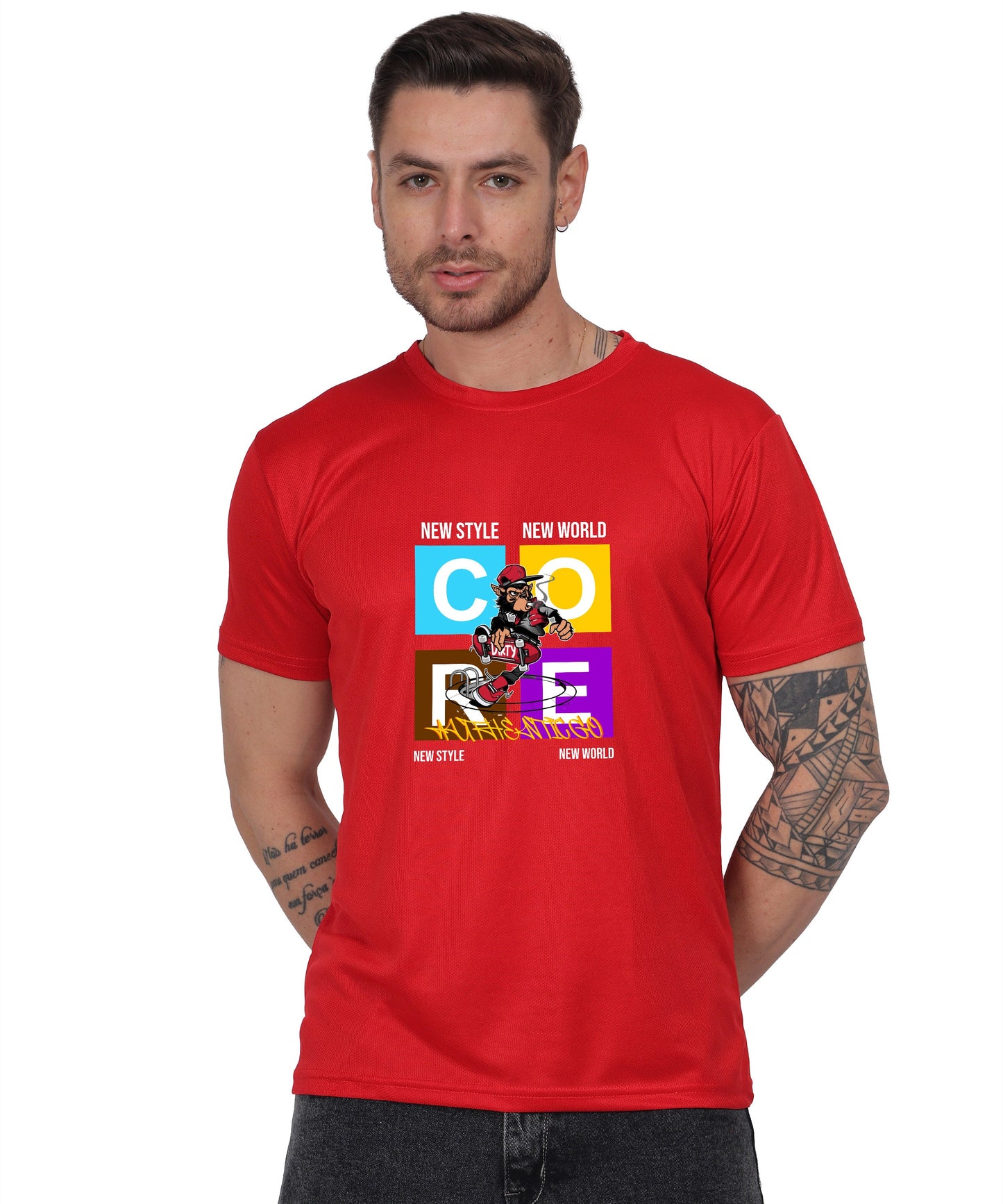 Generic New Style New World Monkey Graphic Cotton T-Shirt, Black, Regular Fit, Short Sleeve, Crew Neck